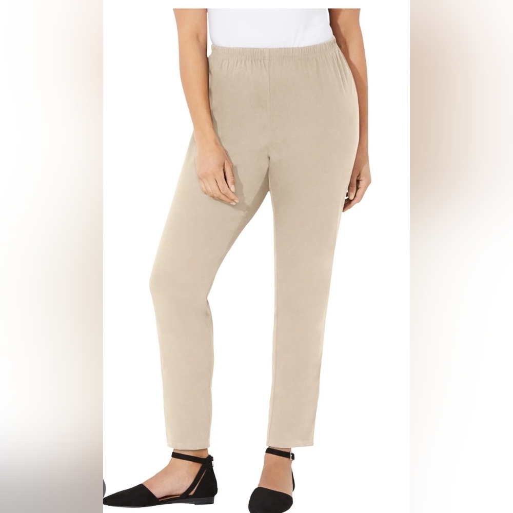 Catherines‎ Tan Straight Leg Pants & Jumpsuits Sophisticated Style Plus Size